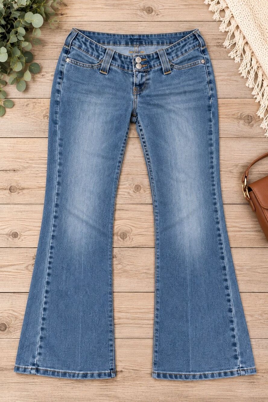 Levi’s Women’s Y2K Super Low Rise Bootcut Flare Jeans 2 Button Medium Wash